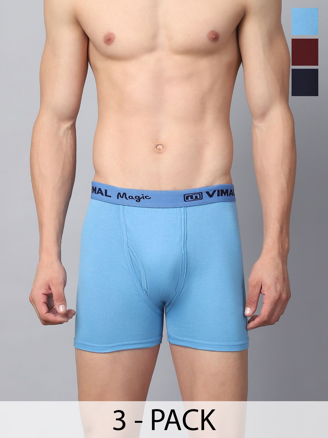 MACK JONNEY Men Pack Of 3 Assorted Cotton Trunk MAGIC__RED__J__03