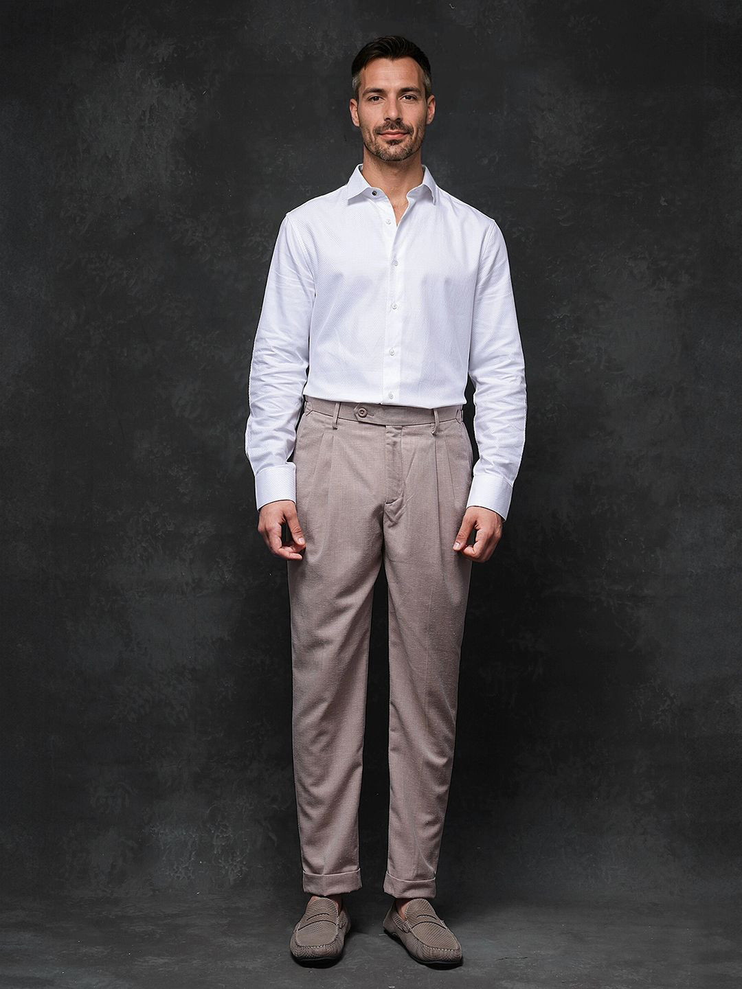 RARE RABBIT Men Loose Fit Formal Trousers
