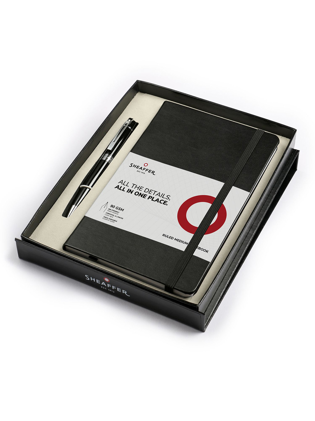 Sheaffer Black with Chrome Trim G9312 Gift300 Ballpoint Pen with Notebook Gift Set