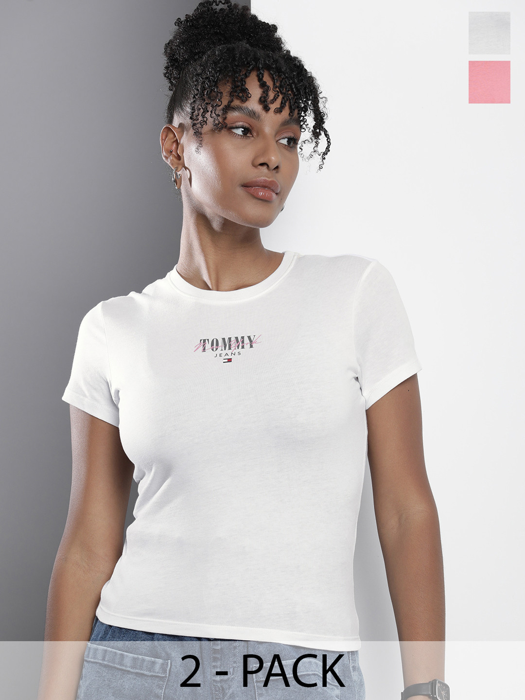 Tommy Hilfiger Set of 2 Brand Logo Printed Slim Fit T-shirts