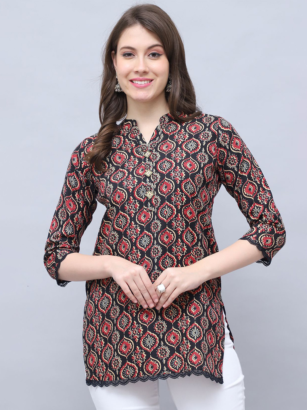 Rajnandini Mandarin Collar Printed Ethnic Tunic