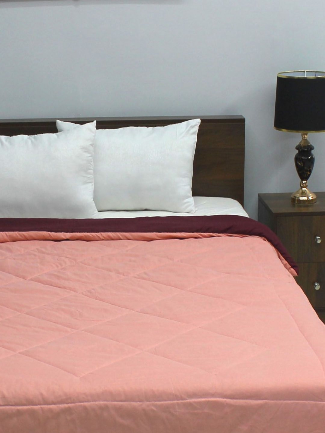 BOMBAY DYEING Axia Maroon Pure Cotton 200 GSM Double Bed Reversible Quilted Comforter