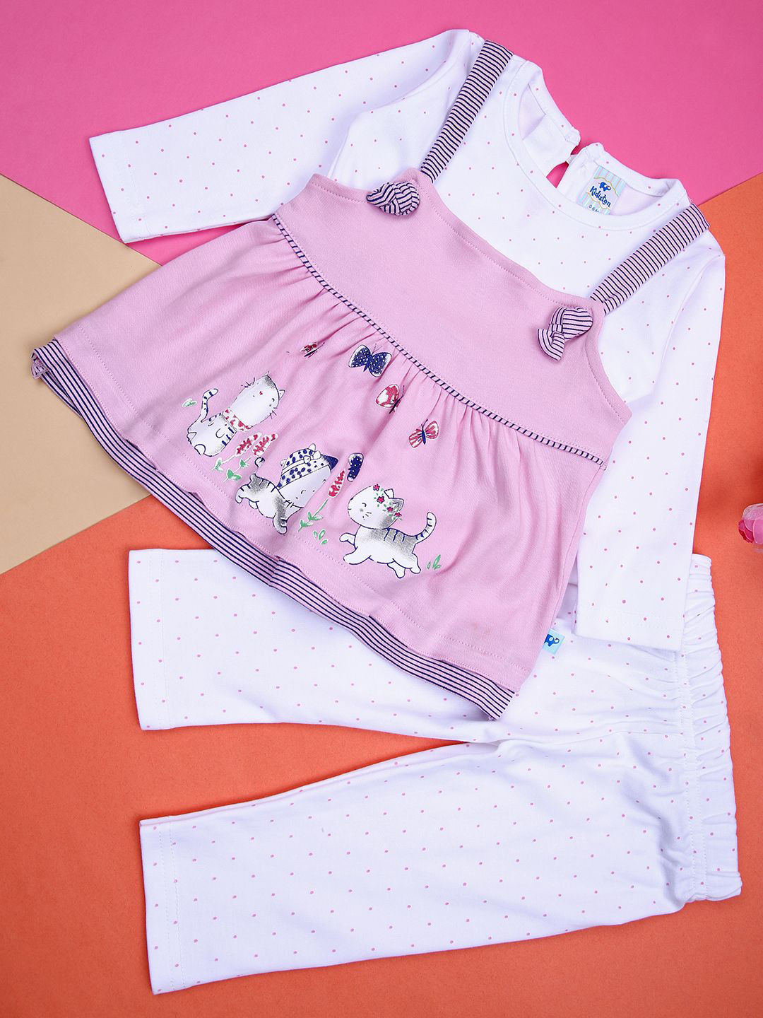 V-Mart Girls Printed Pure Cotton Top With Legging