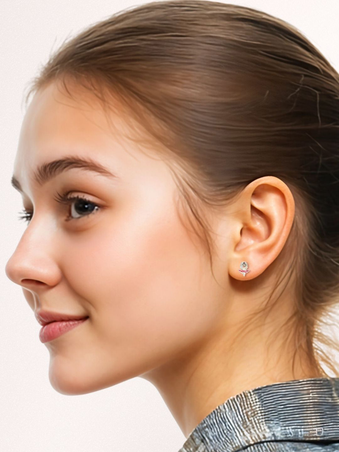 HighSpark 925 Silver Dancing Ballerina Enamel Studs