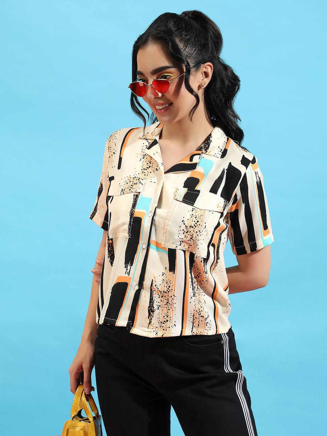 PINACOLADA Women Graphic Printed Shirt Style Top