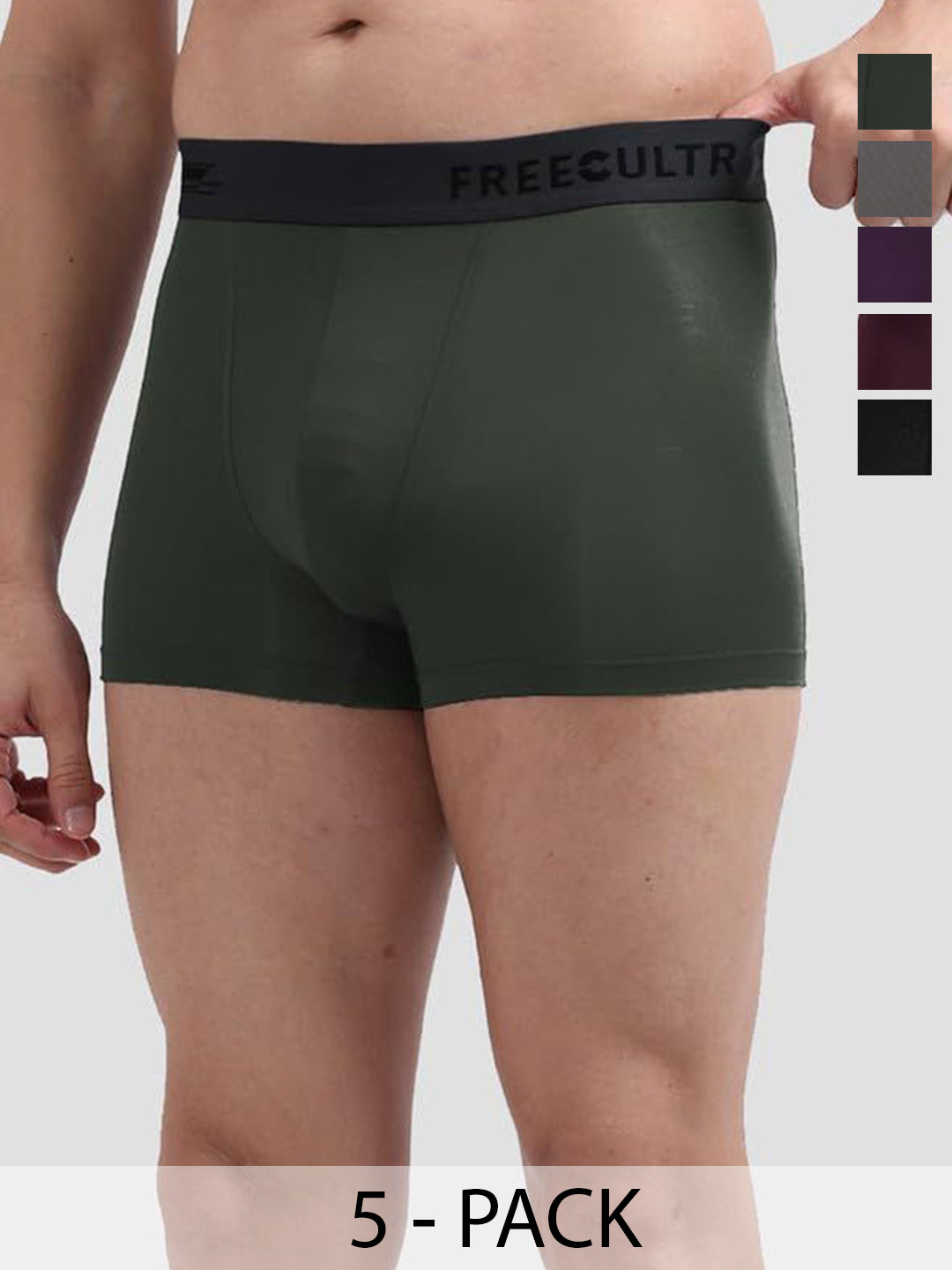 FREECULTR Pack Of 5 Anti Bacterial Micromodal Trunks