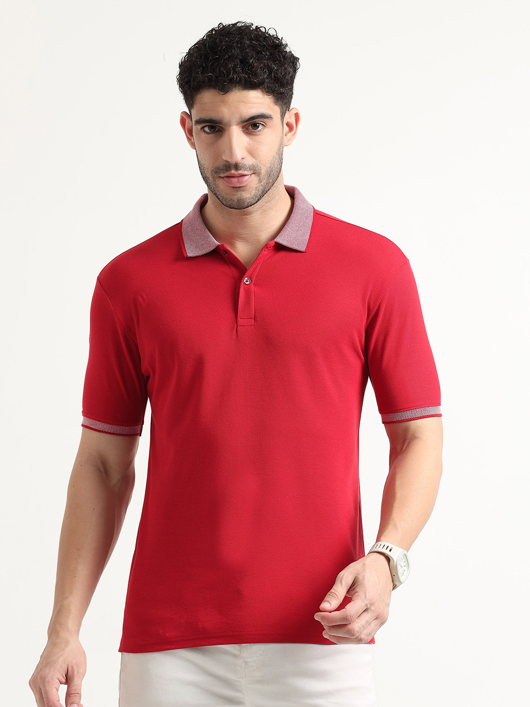 ECOLINE Clothing Men BEOC Polo Collar Bio Finish Solid T-shirt