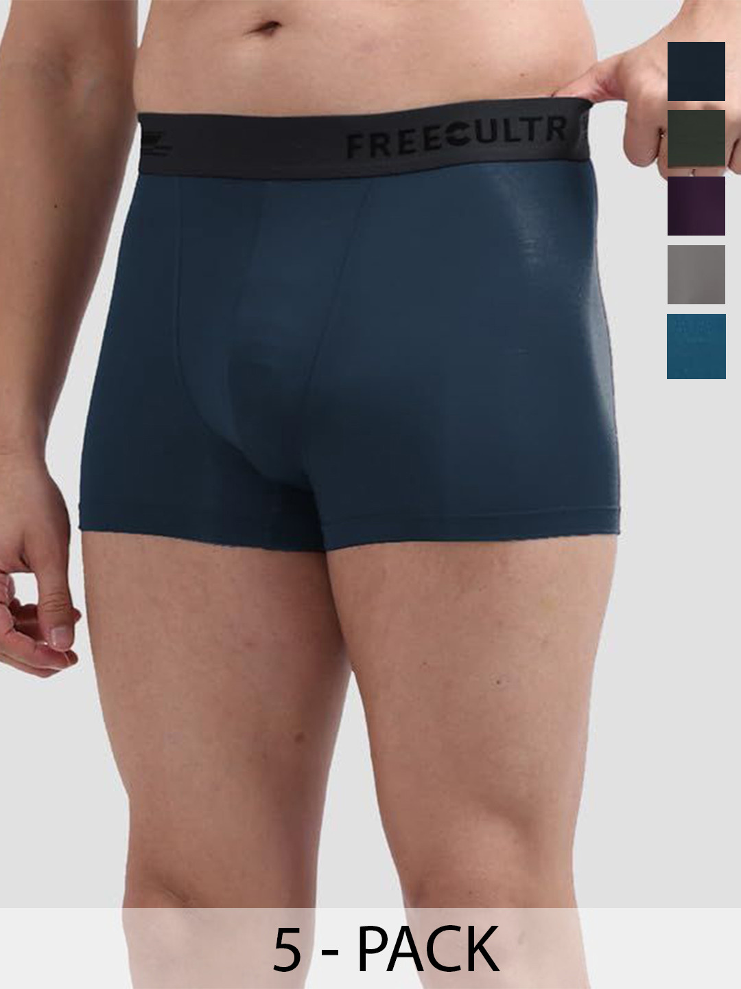 FREECULTR Pack Of 5 Anti-Bacterial Trunks FCP-XT-T-MB-PB-SEG-SG-TV-S