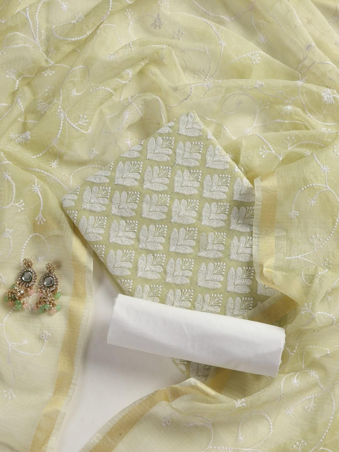 Swtantra Floral Phulkari Embroidered Unstitched Dress Material