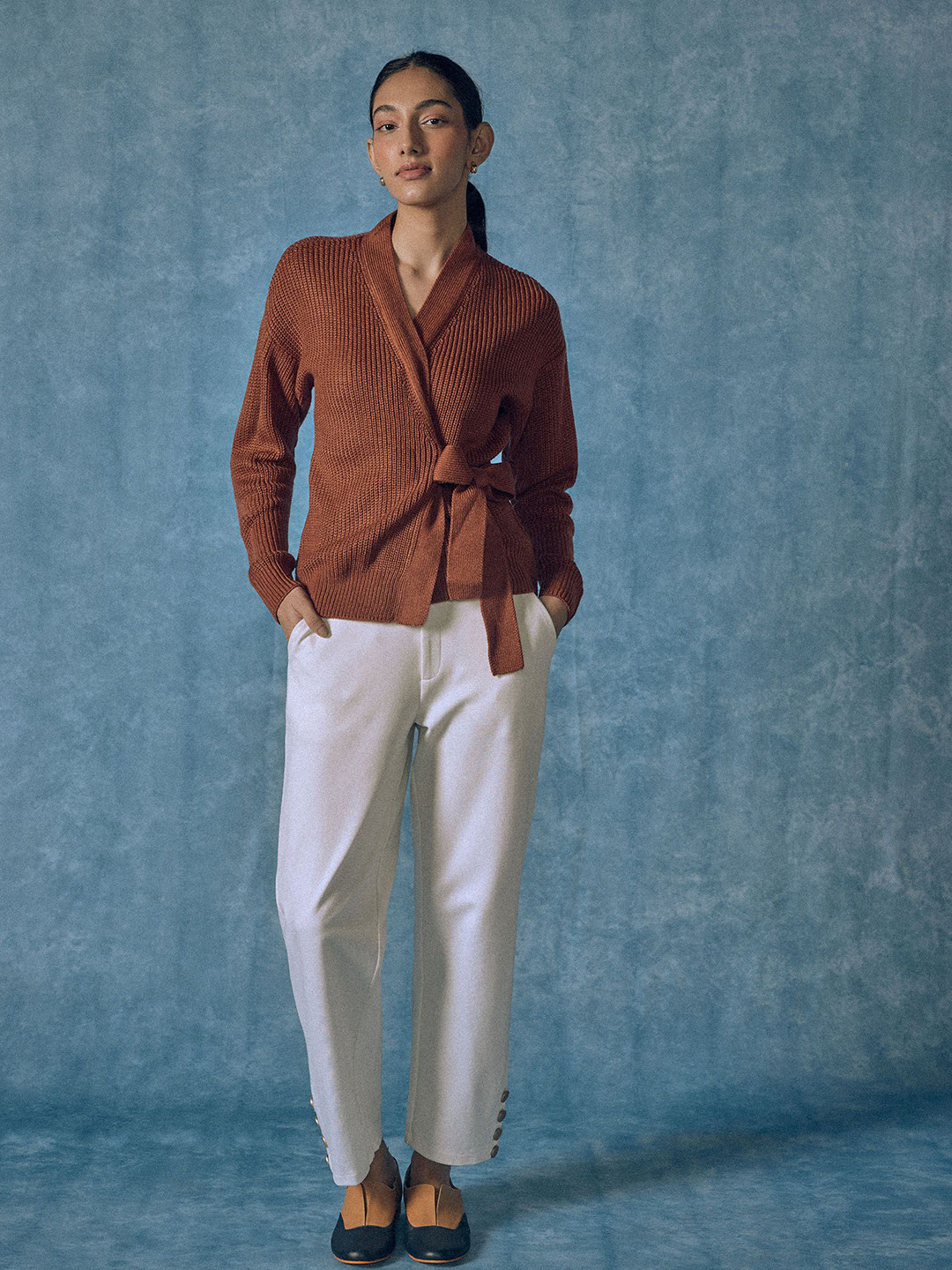 The Label Life Women Waist Tie-Up Wrap Knit Top