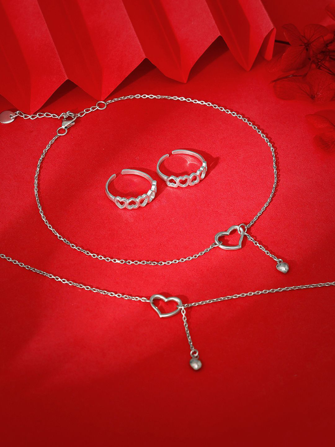 GIVA 925 Sterling Silver Oxidised Anklets With Toe Rings