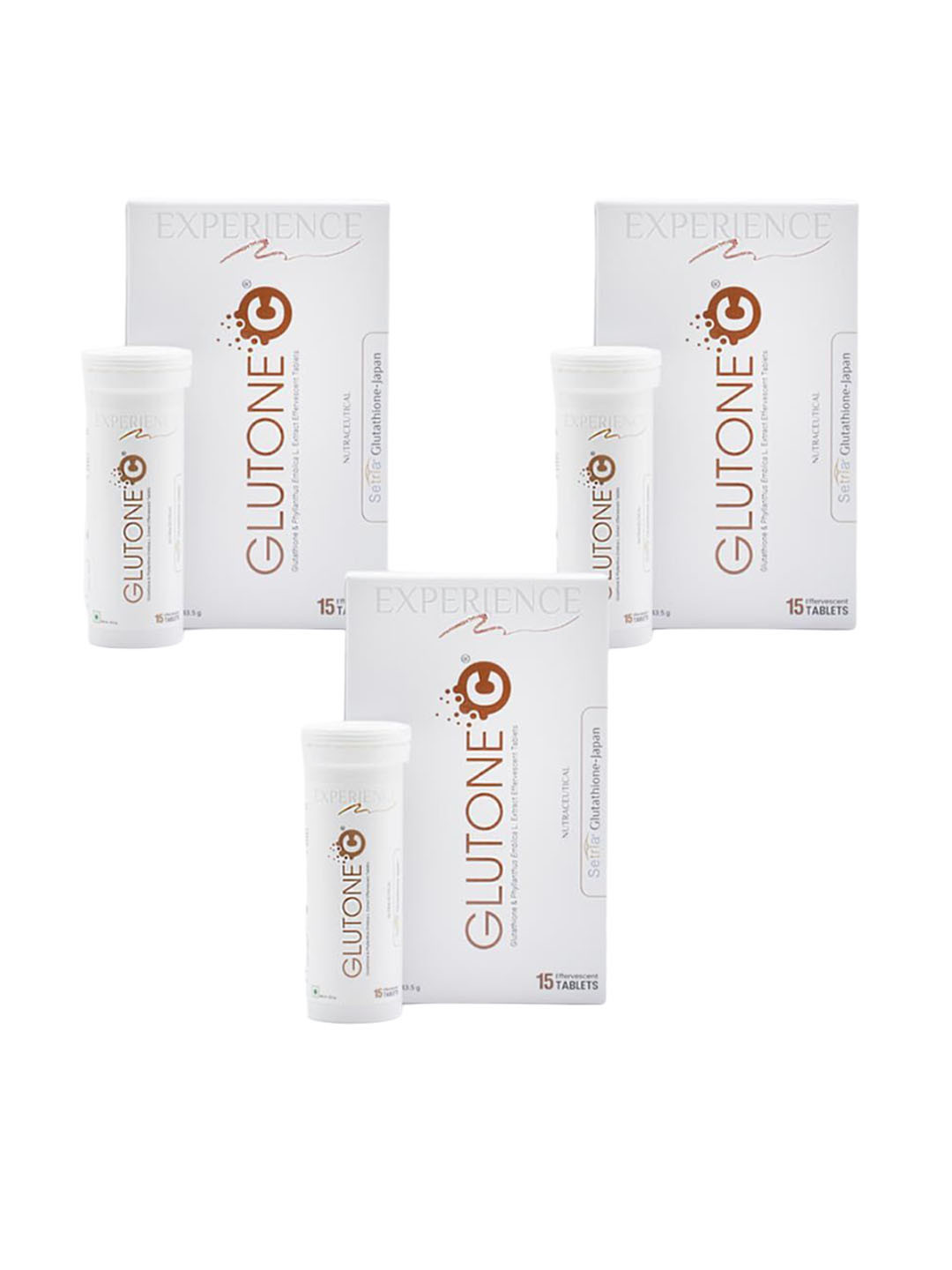 GLUTONE Set Of 3 C Glutathione & Vitamin C Effervescent Tablet - 15 Tablets Each