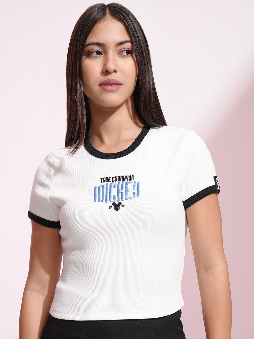 Tokyo Talkies Disney Women Mickey Mouse Printed Cropped T Shirt
