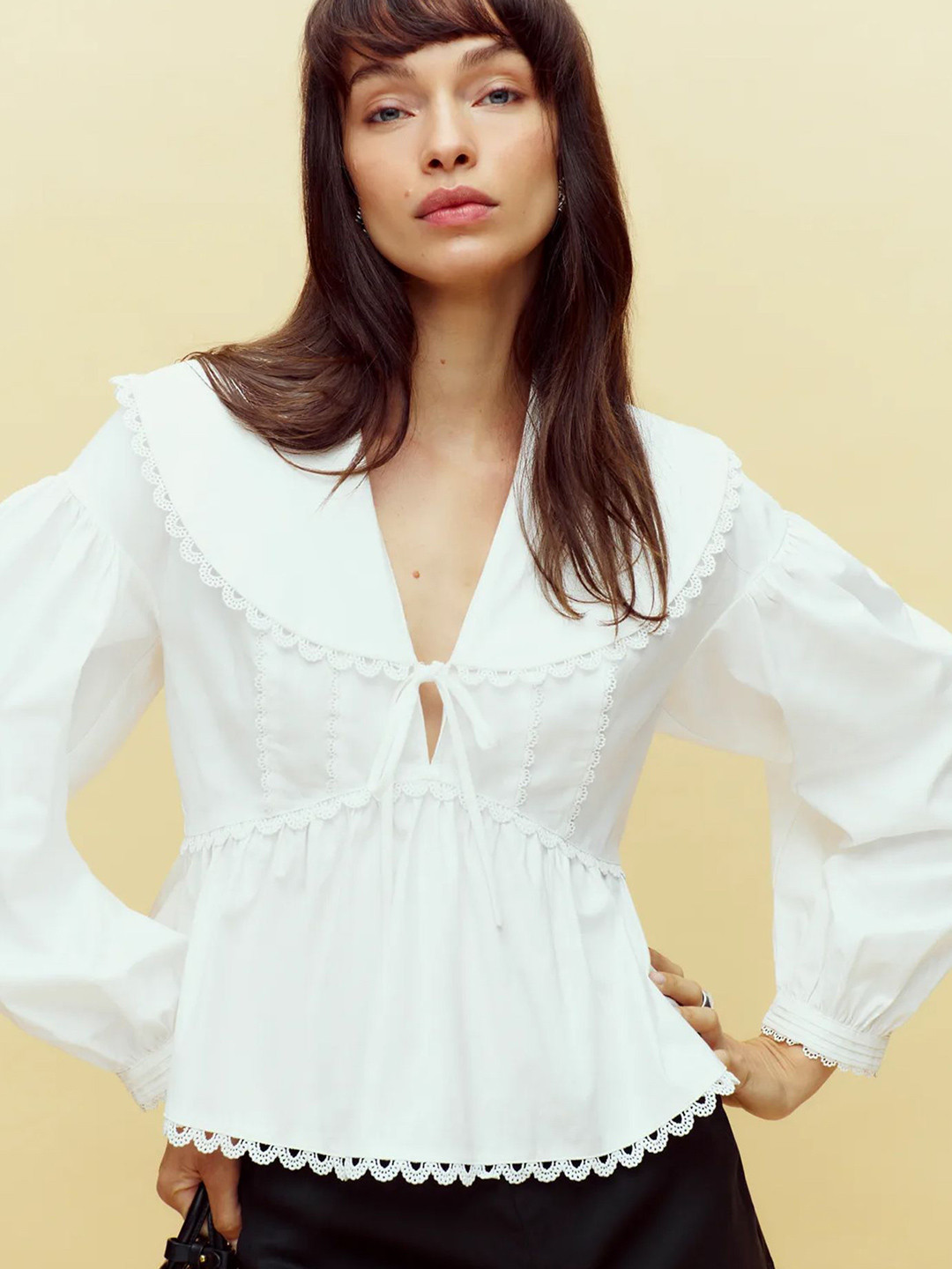 LULU & SKY Lace-trimmed Peplum Top