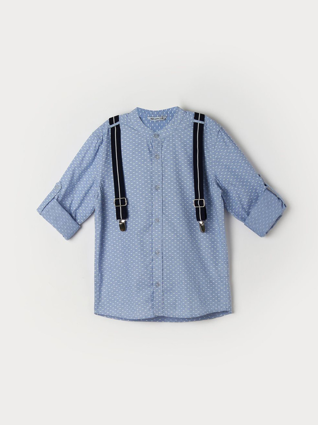 Fame Forever by Lifestyle Boys Band Collar Micro Ditsy Printed Cotton Casual Shirt