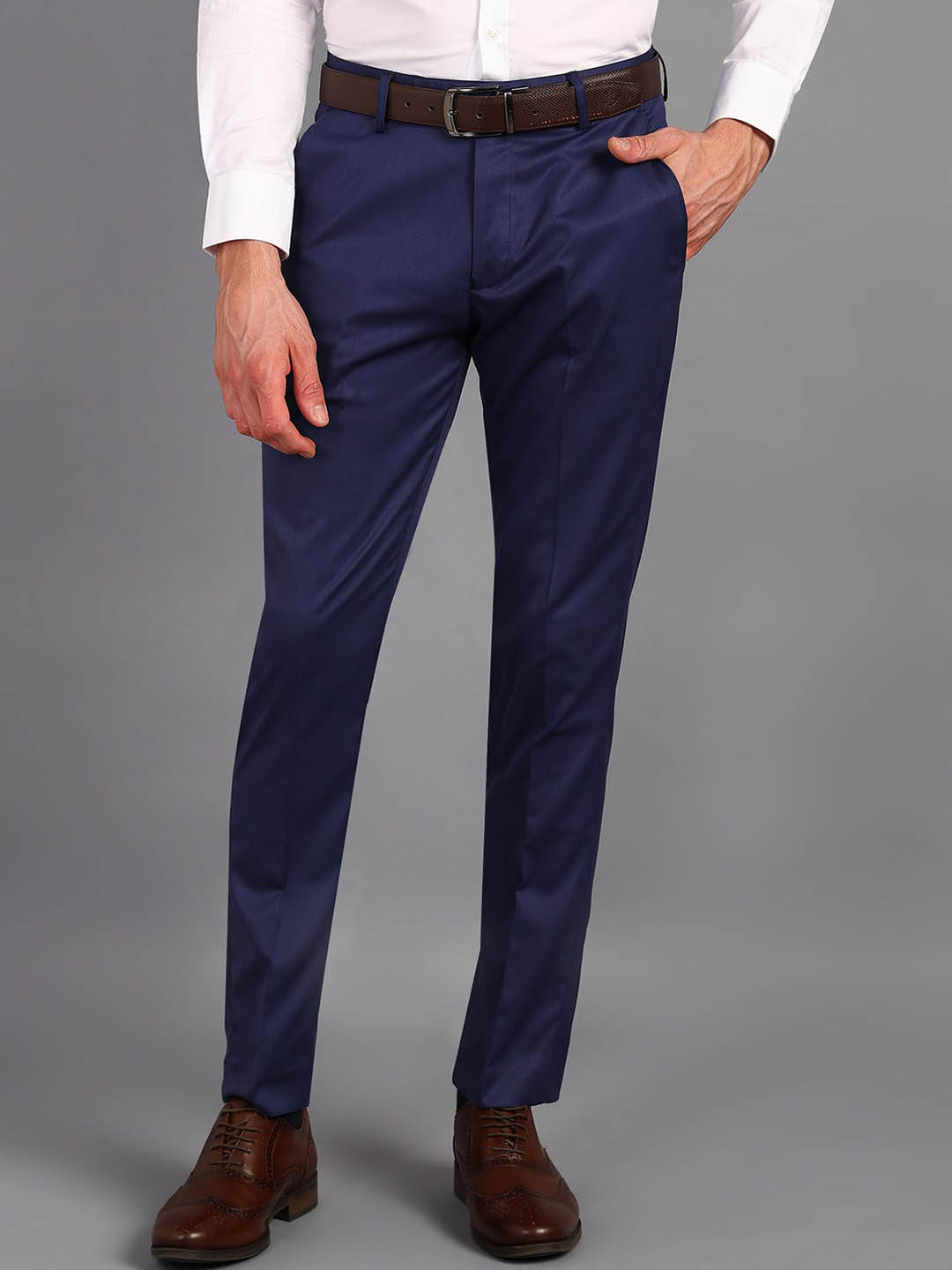 VEI SASTRE Plus Size Blue Stretchable Formal Trouser