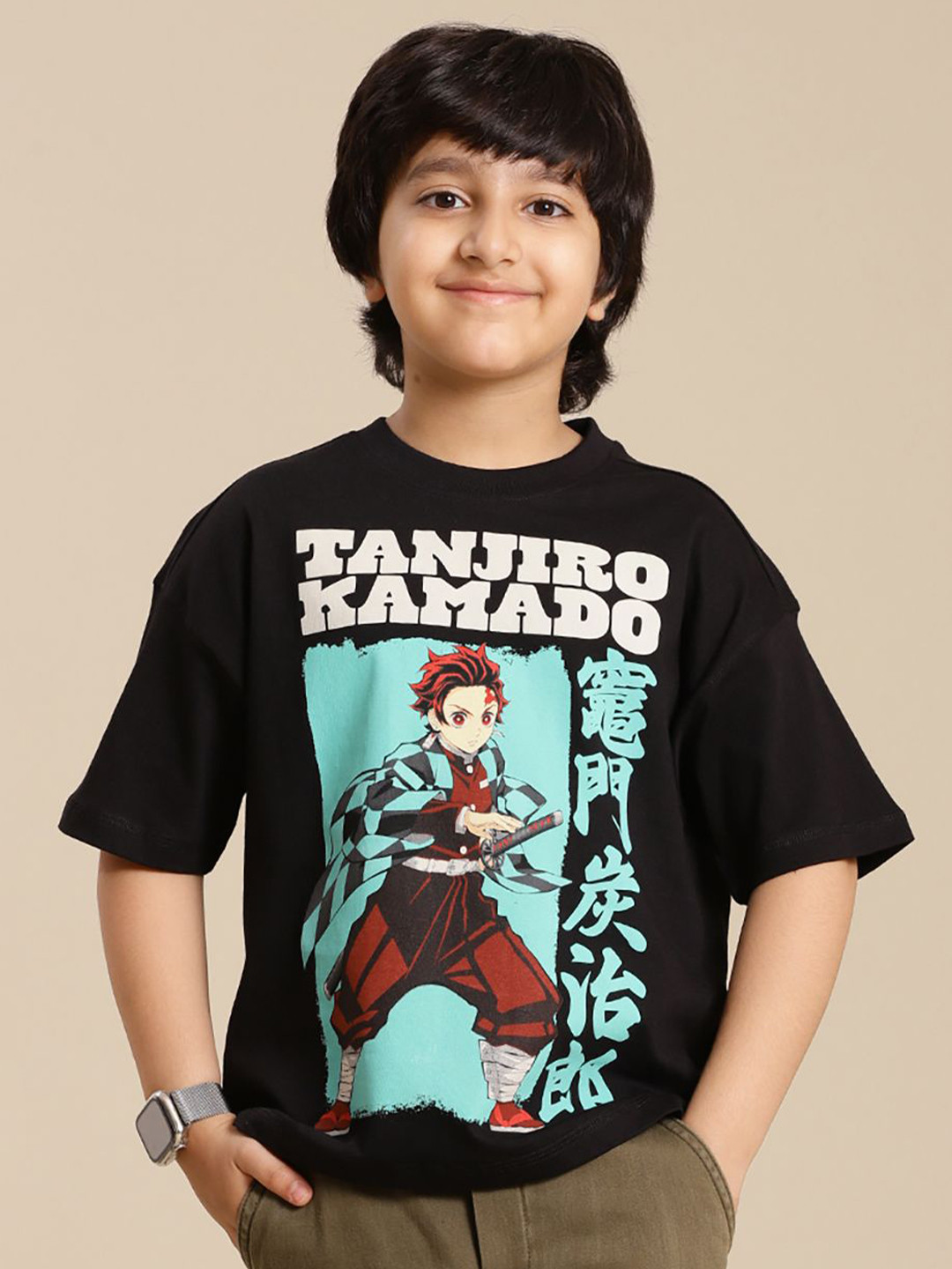 Kids Ville Kids Boys Demon Slayer Printed Oversized Fit Tshirt