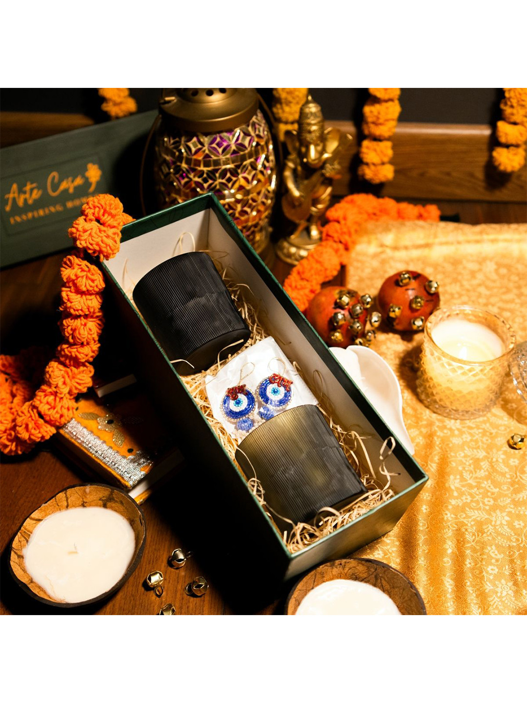 ArteCasa Black 4 Pieces Glass Mug Home Gift Sets