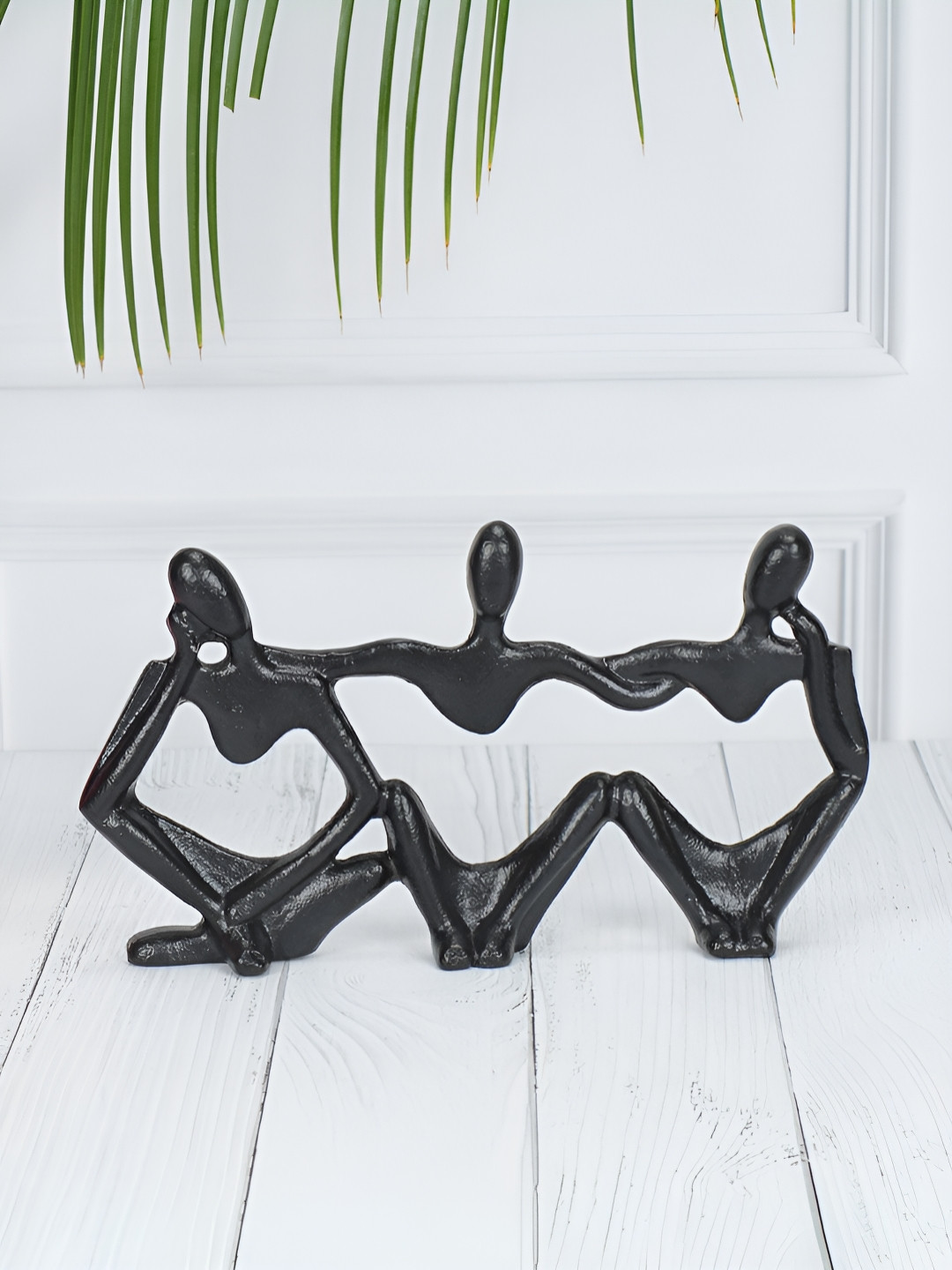 Maison Modern Triple Man Vision Black Metal Metallic Living Room Small Showpiece - 5.3 Inches