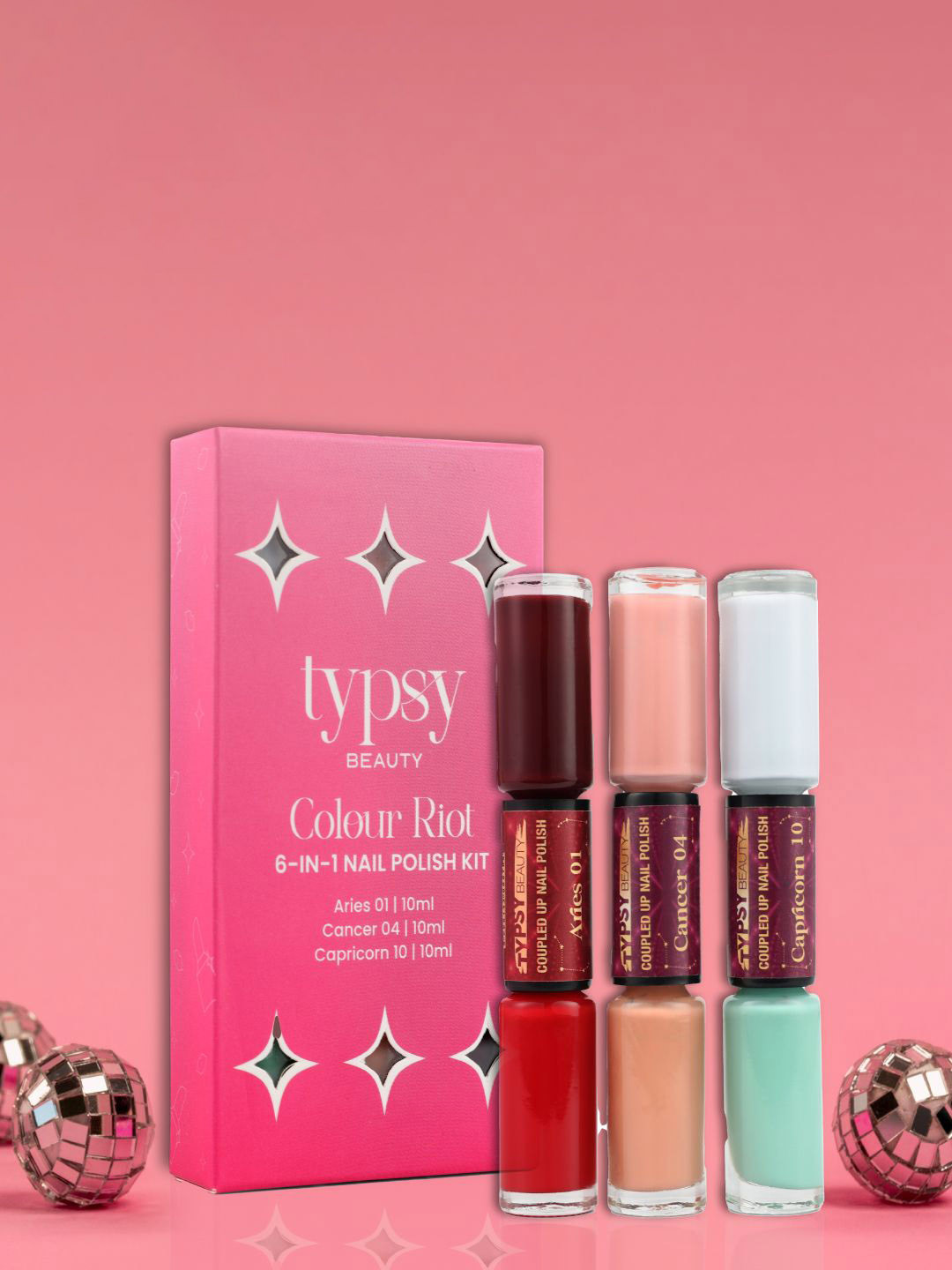 Typsy Beauty Colour Riot 6-IN-1 Nail Polish Kit 10ml Each - 01, 04 & 10