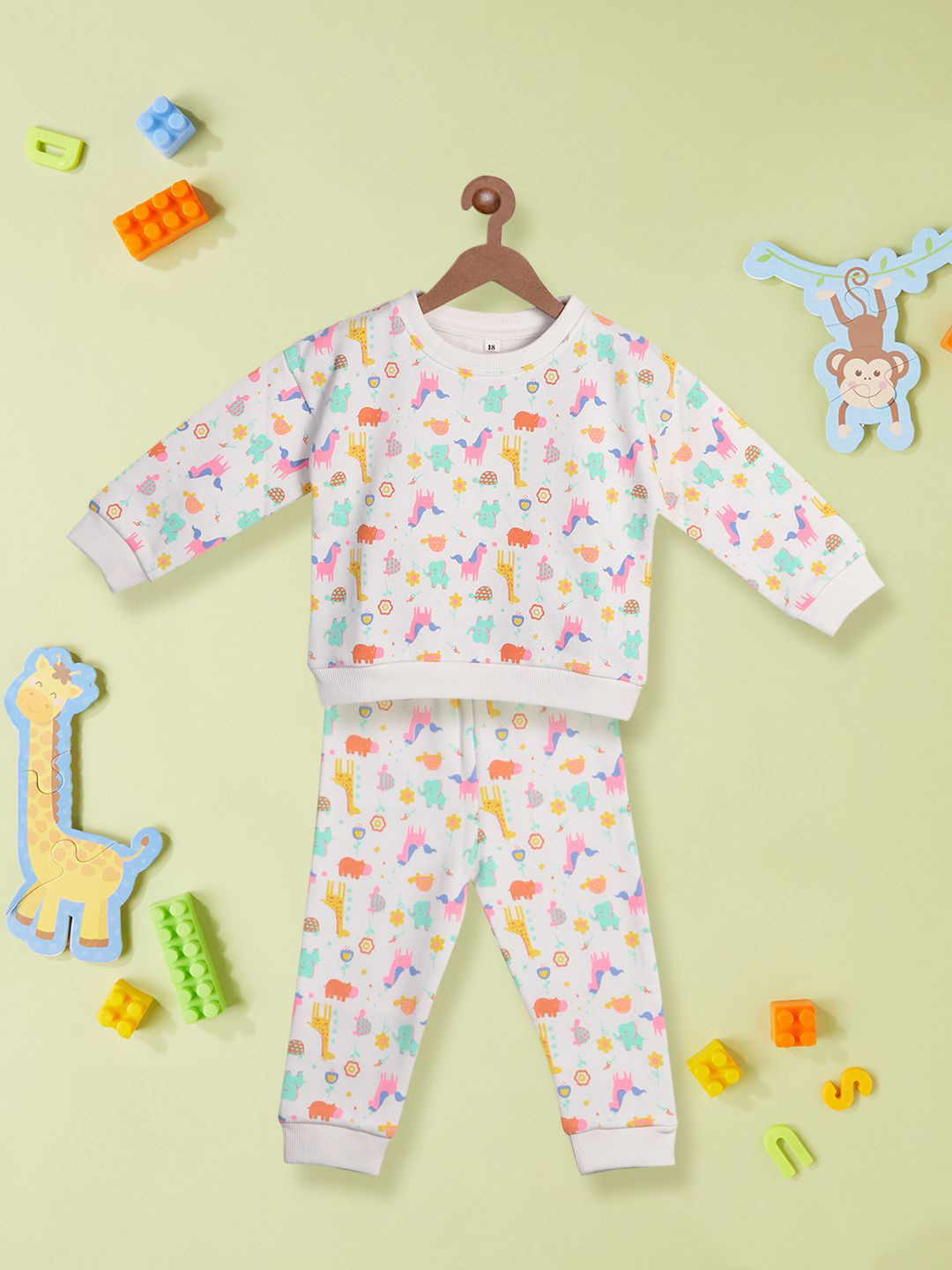 Nauti Nati Girls Animal Prints Sweatshirt with Joggers Co-Ord Set