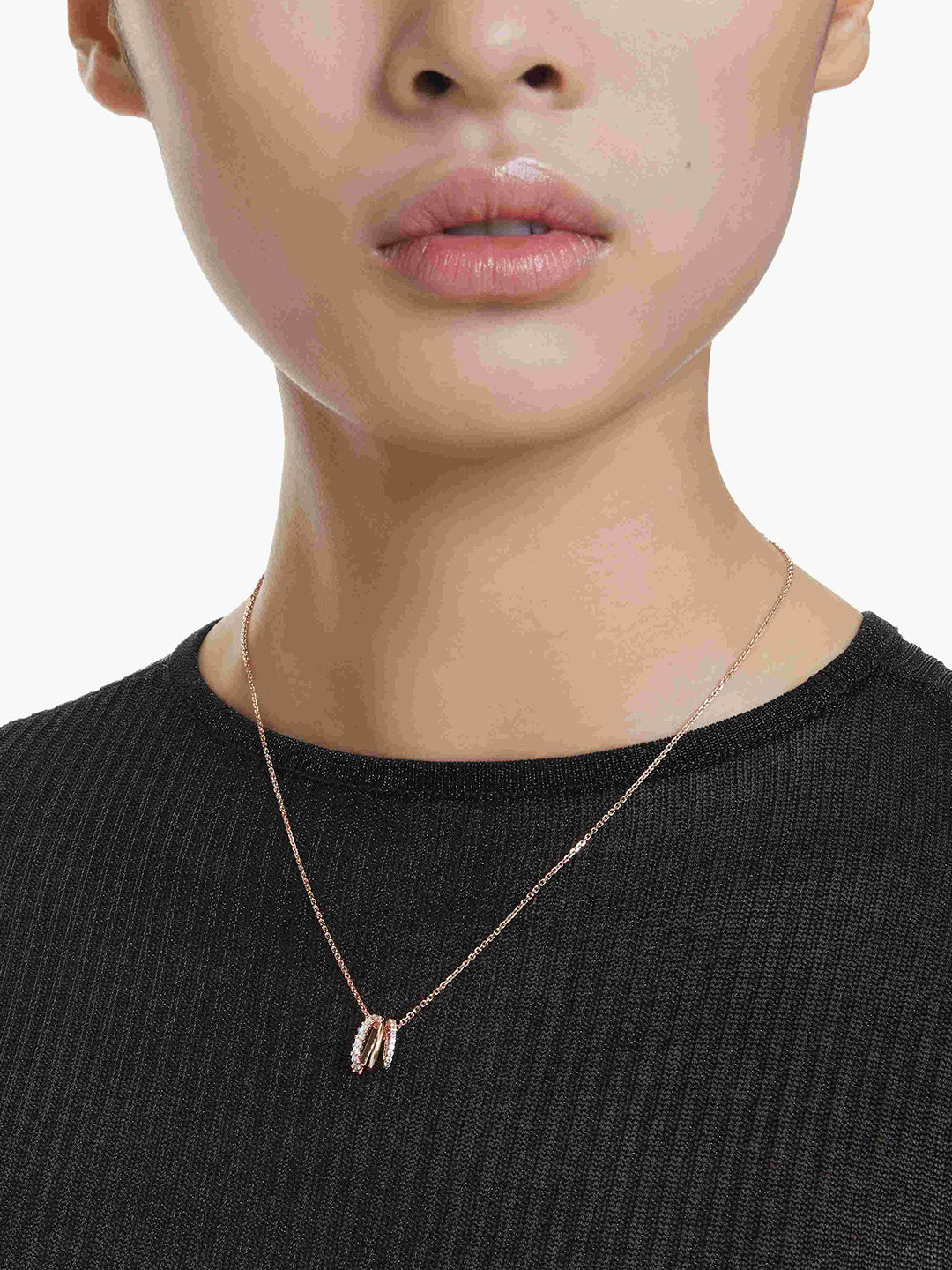 SWAROVSKI Rose Gold-Plated Cubic Zirconia Studded Pendants With Chains