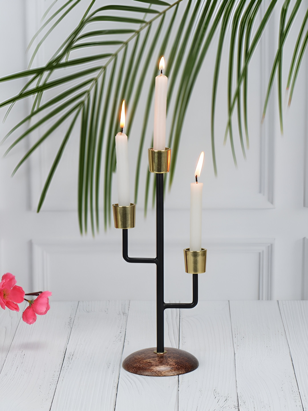 Maison Modern Black & Gold-Toned Mystique Triple Candle Holder