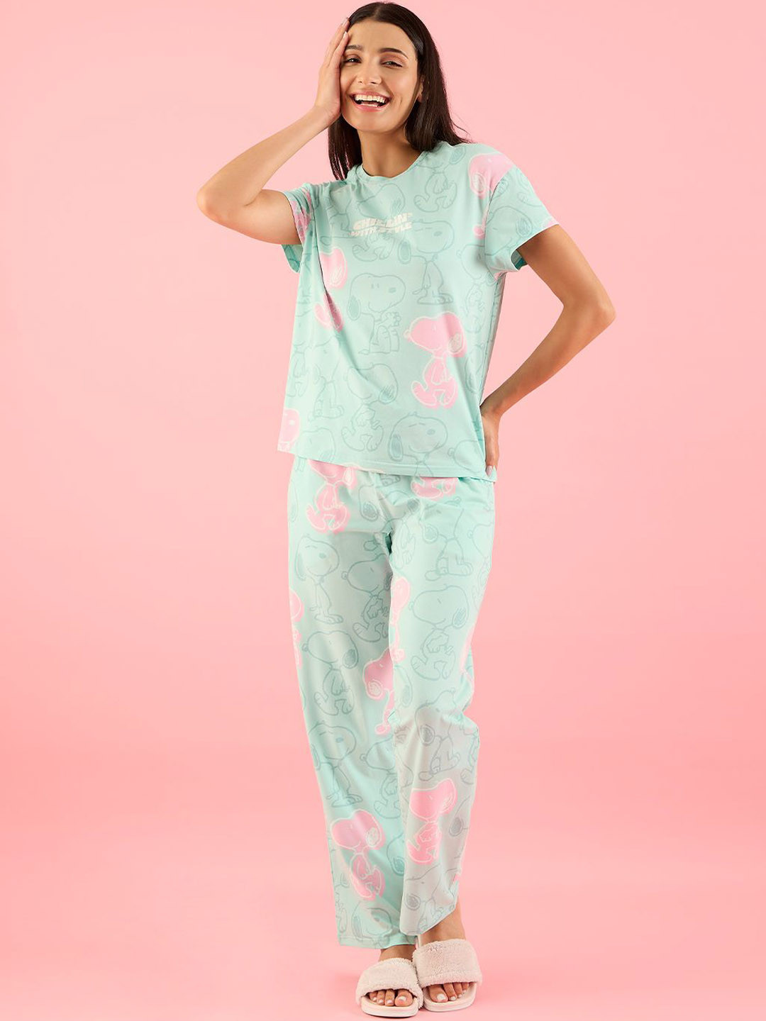 Sweet Dreams Women Cartoon Characters Printed Pure Cotton Night suit