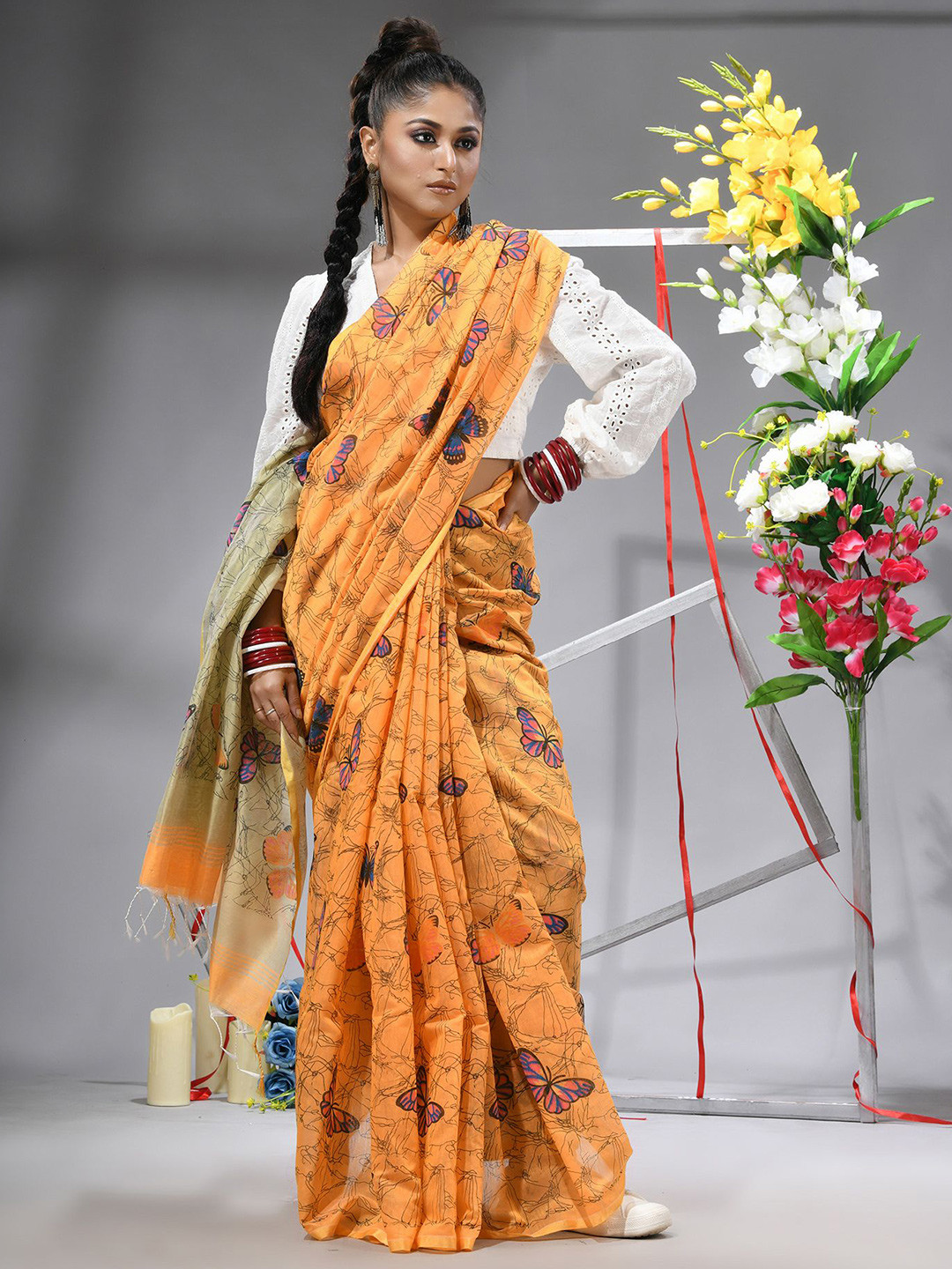 TANTLOOM Abstract Printed  Handloom Saree