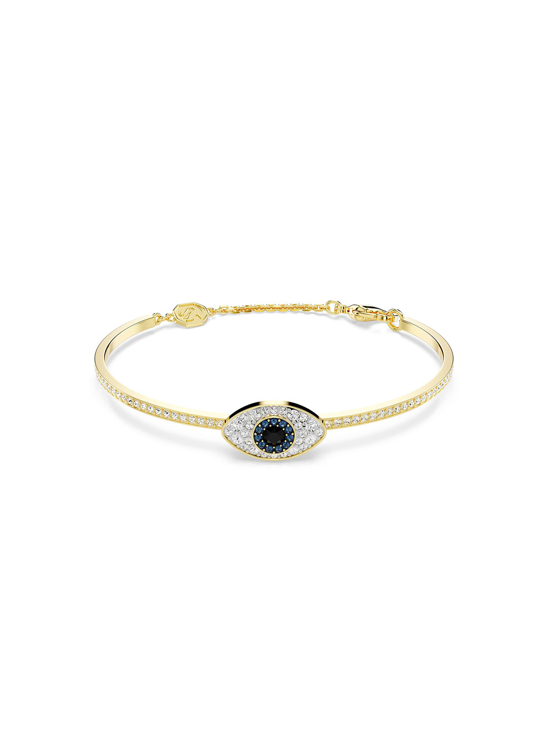 SWAROVSKI Gold-Plated Crystals Evil Eye Bangle-Style Bracelet