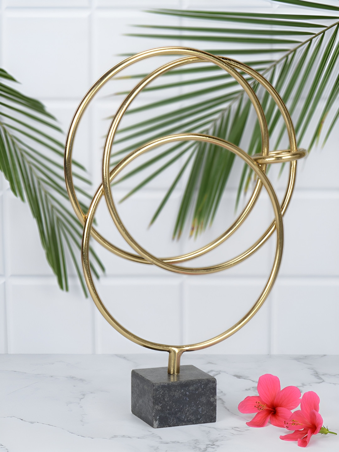 Maison Modern Metal Link Gold Metal Metallic Living Room Large Showpiece - 16.5 Inches