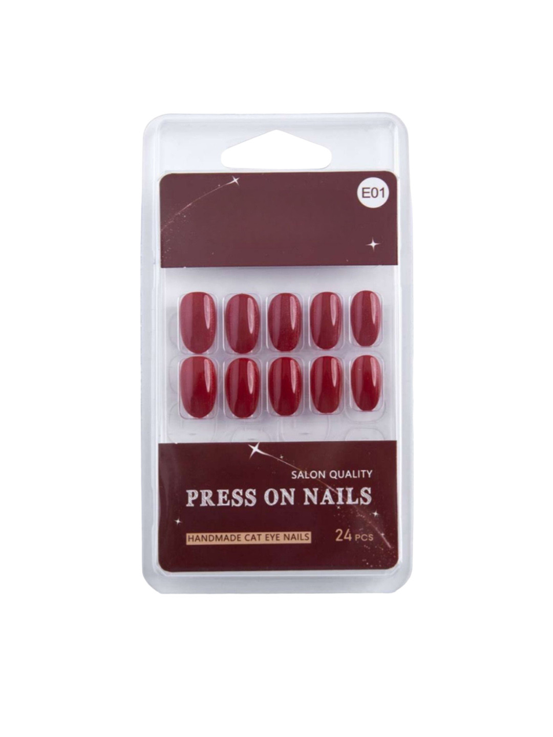 RANORE Cat Eye 24-Pcs Press-On Nails - E01 Maroon