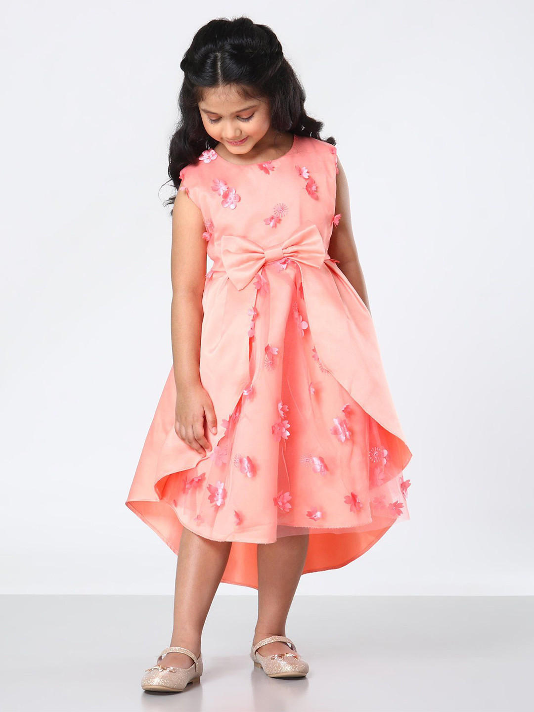 Mark & Mia Girls Floral Printed A-Line Party Wear Sleeveless Midi Dress