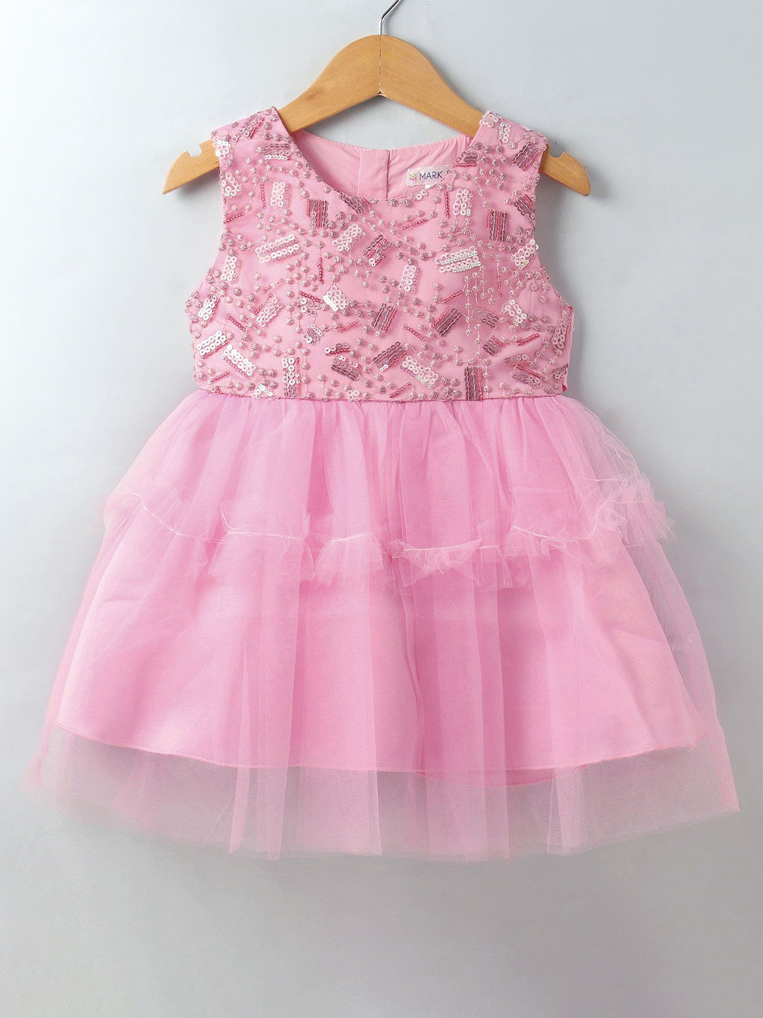 Mark & Mia Girls Sequinned & Frill Detailing Sleeveless Knee Length Party Frock