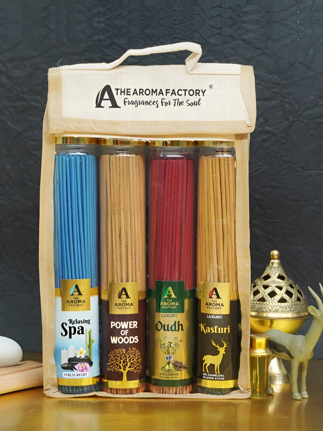 The Aroma Factory Brown & Blue 4 Pieces Pooja Incense Sticks