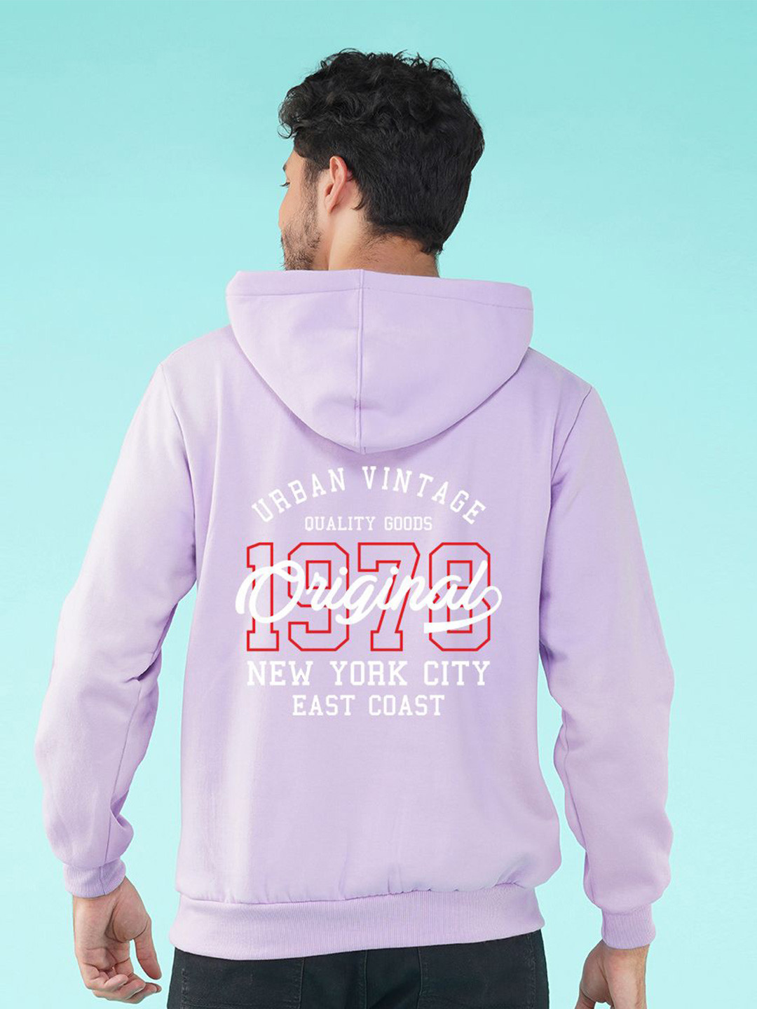 NUSYL Men Text Printed Hooded Sweatshirt
