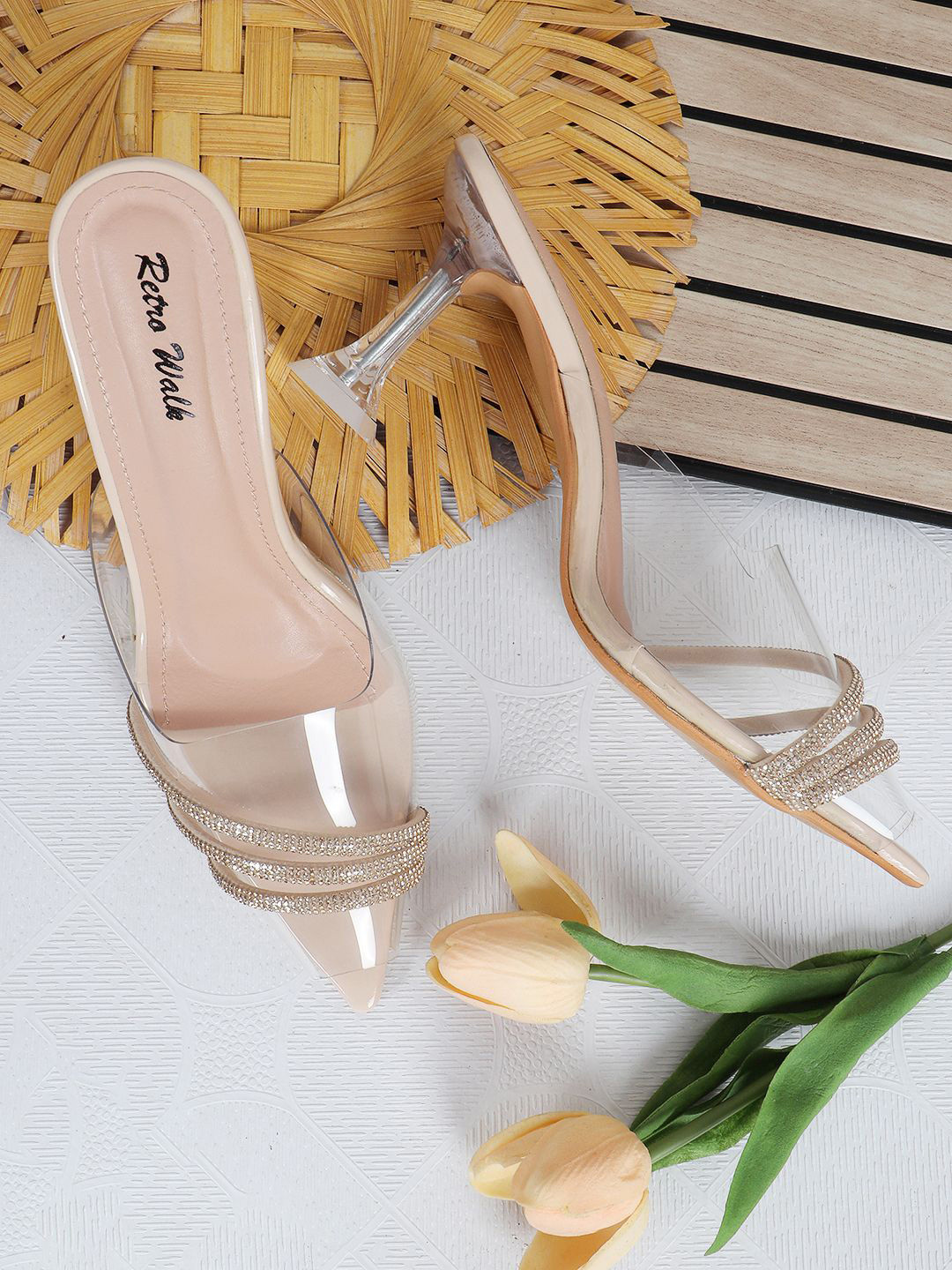 Retro Walk Women Western - Embellished Stiletto Heels Sandals