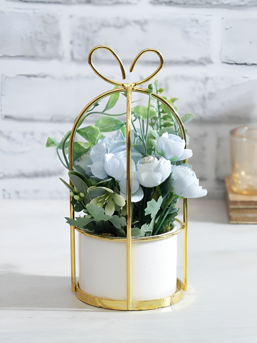 TAYHAA White 1 Pieces Azalea Artificial Plant With Pot