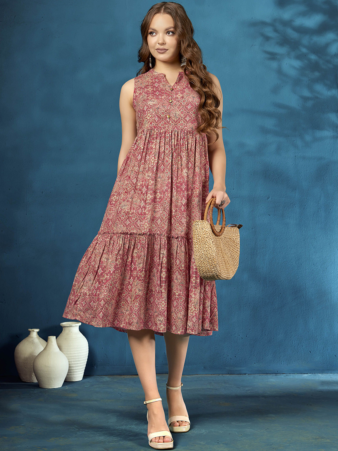 Anouk Women Printed Knee Lenght Ethnic Dresses