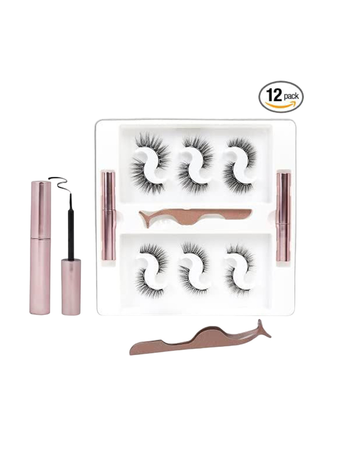 Lovelash 6 Pairs Magnetic False Eyelashes With Set Of 2 Magnetic Eyeliner Kit - Black
