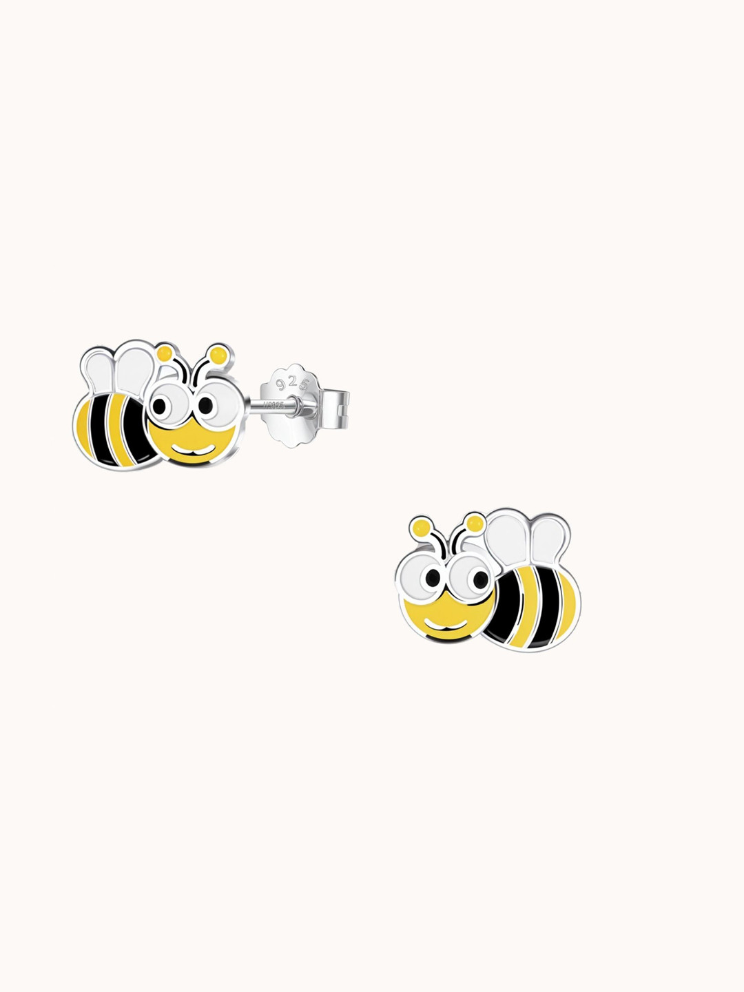 HighSpark 925 Silver Honey Bee Enamel Studs