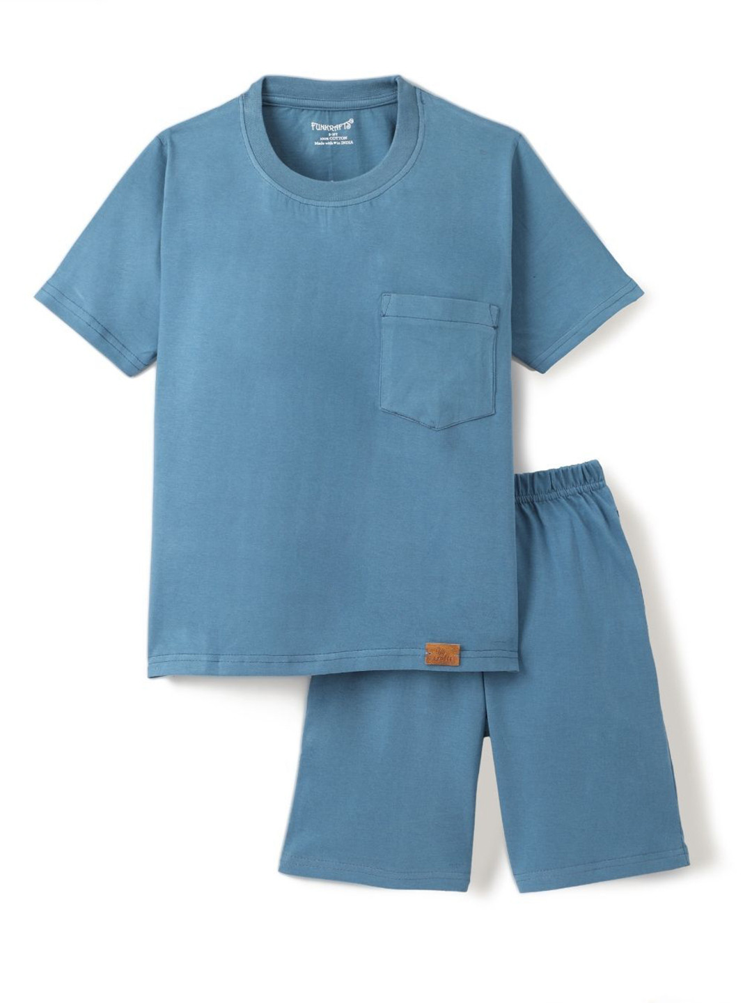FUNKRAFTS Boys Round Neck Short Sleeves Pure Cotton T-shirt with Shorts