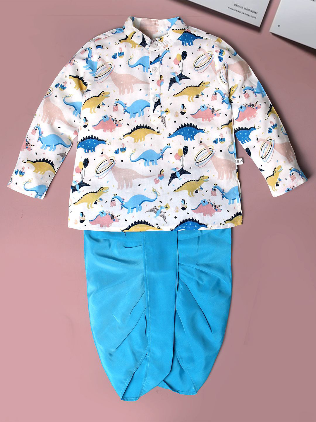 Bold N Elegant Boys Animal Printed Regular Straight Kurta with Dhoti Pants