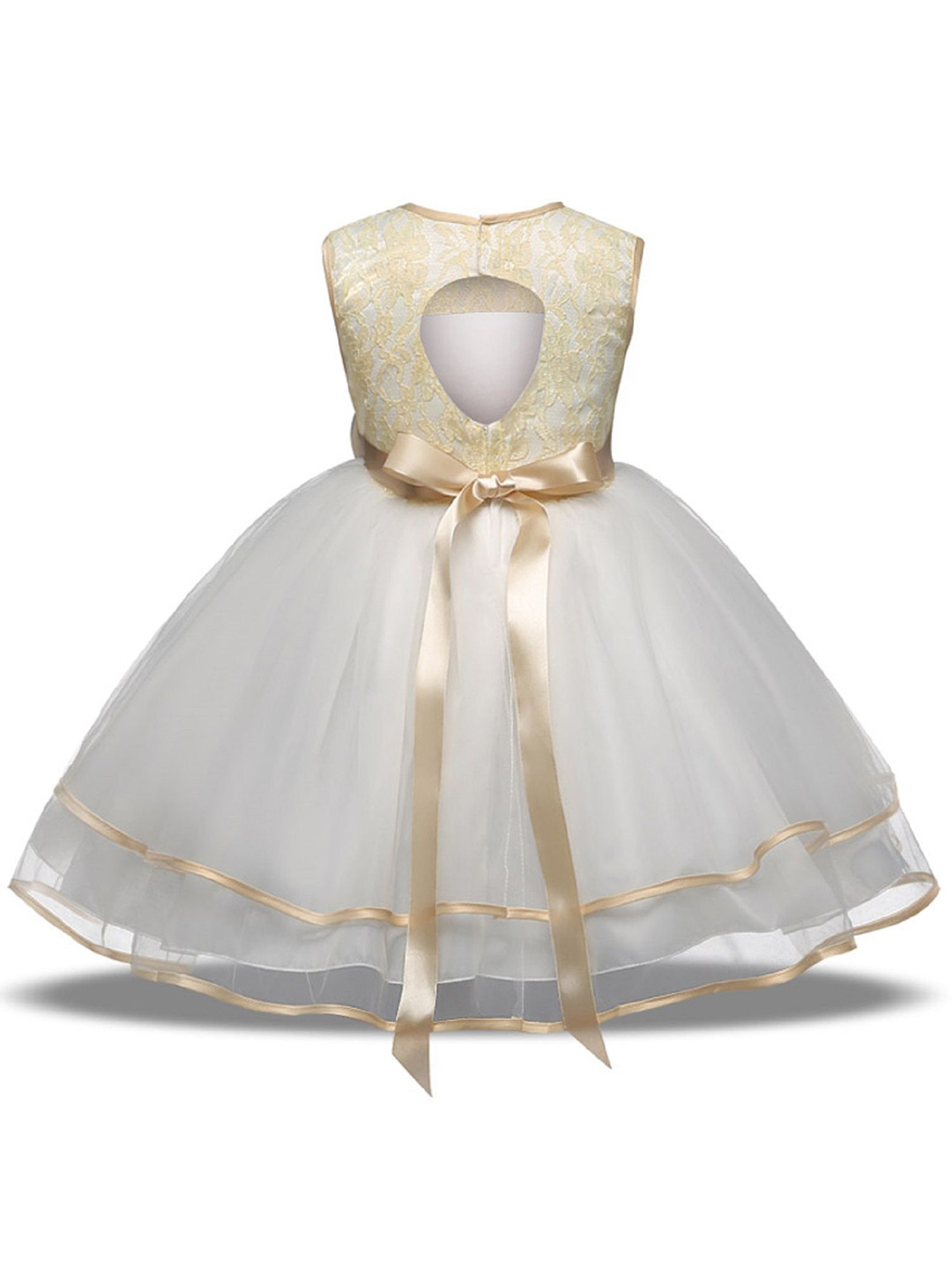 Wish little Girls Self Design Balloon Maxi Dress With Cut-Outs Details