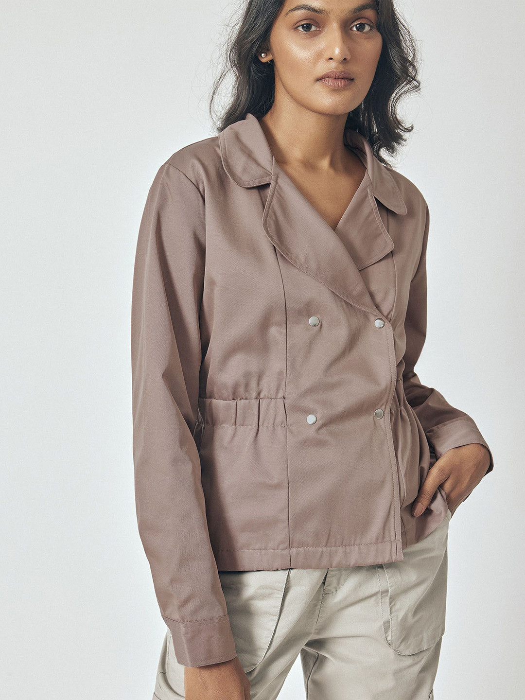 The Label Life Women Lapel Collar Solid Casual Tailored Jacket