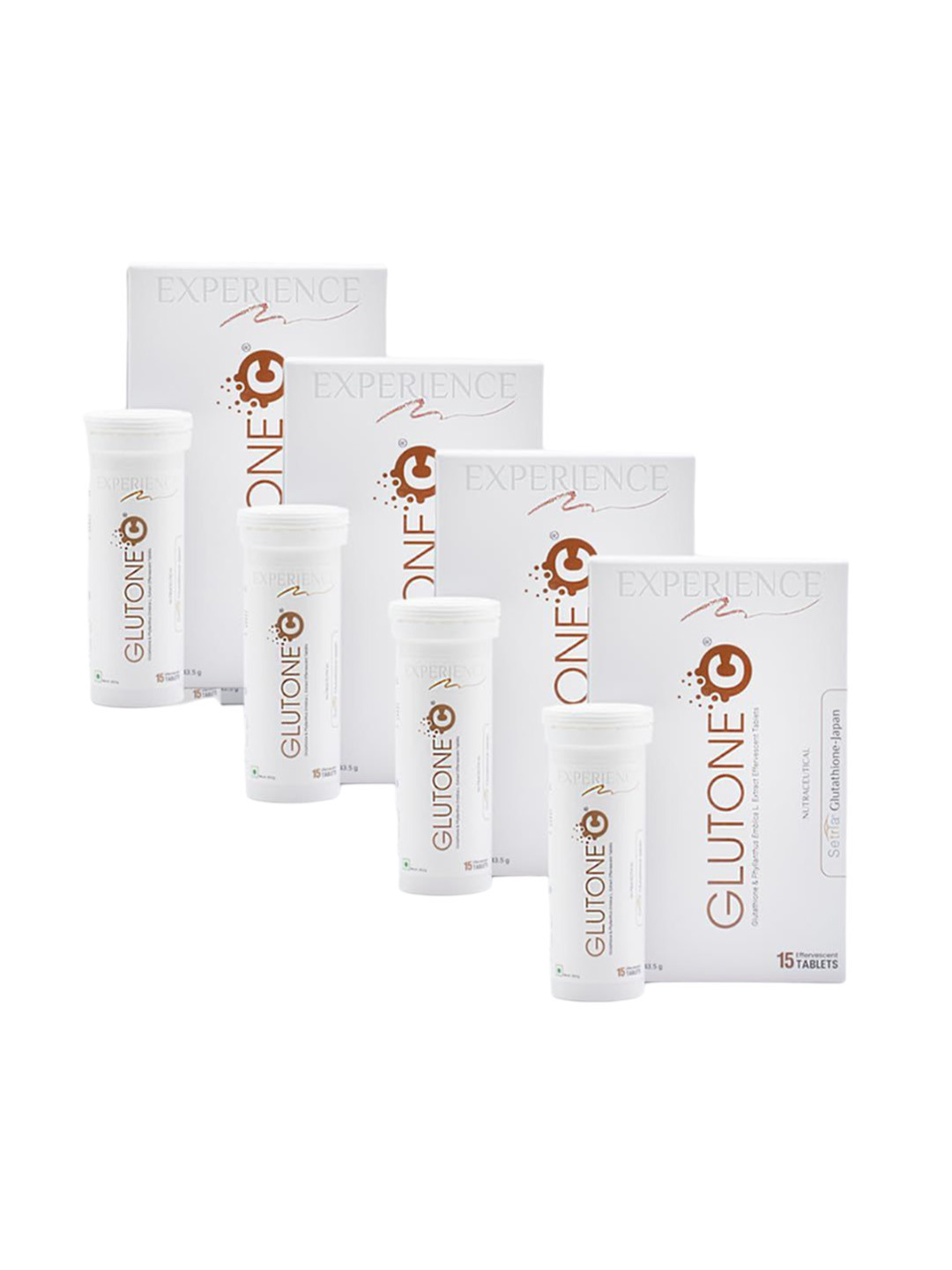 GLUTONE Set of 4 Glutone C Glutathione with Vitamin C - 15 Tablets Each