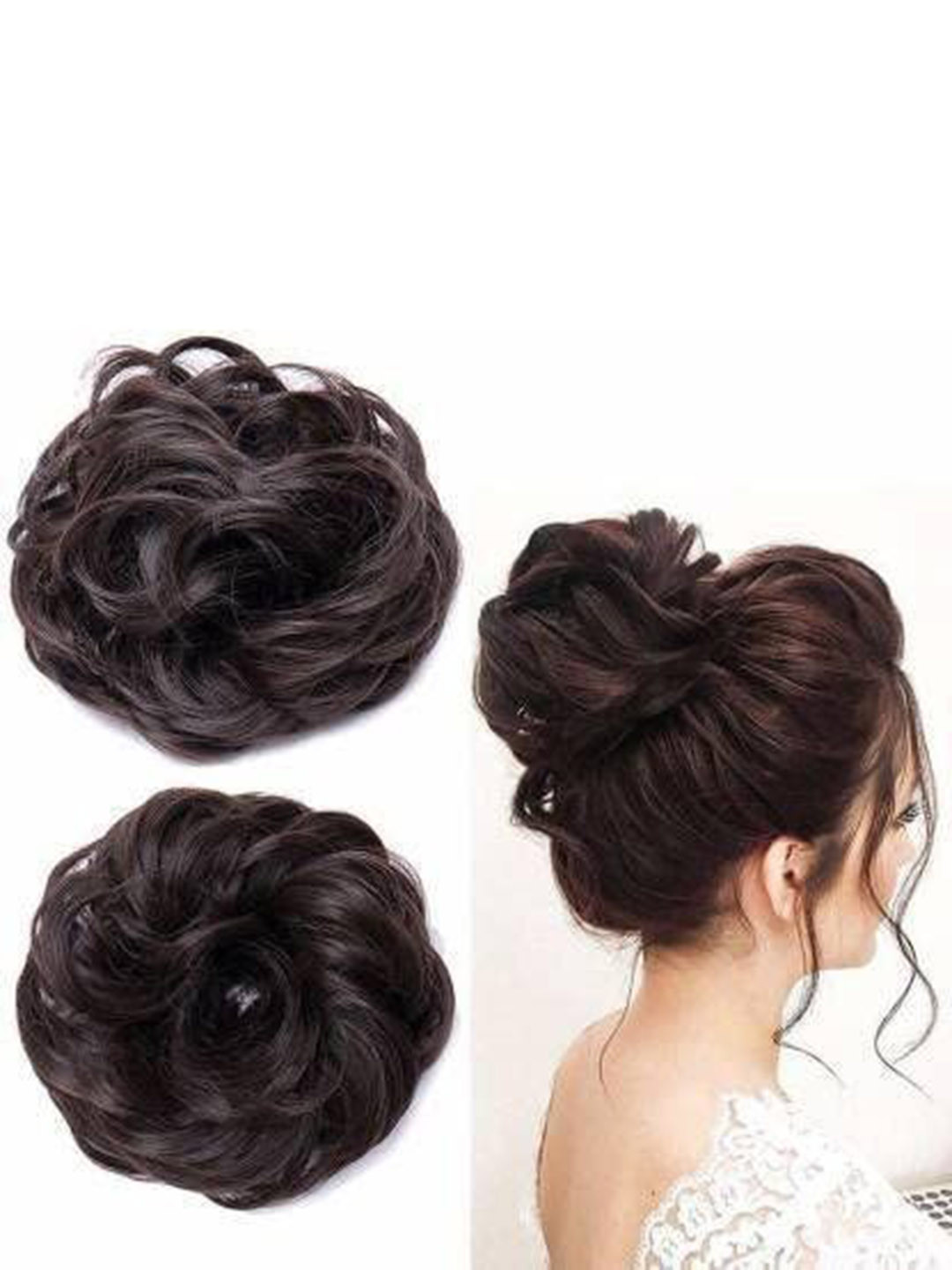D-Divine Halo Curly Bun Hair Extension- Brown - 5 Inch