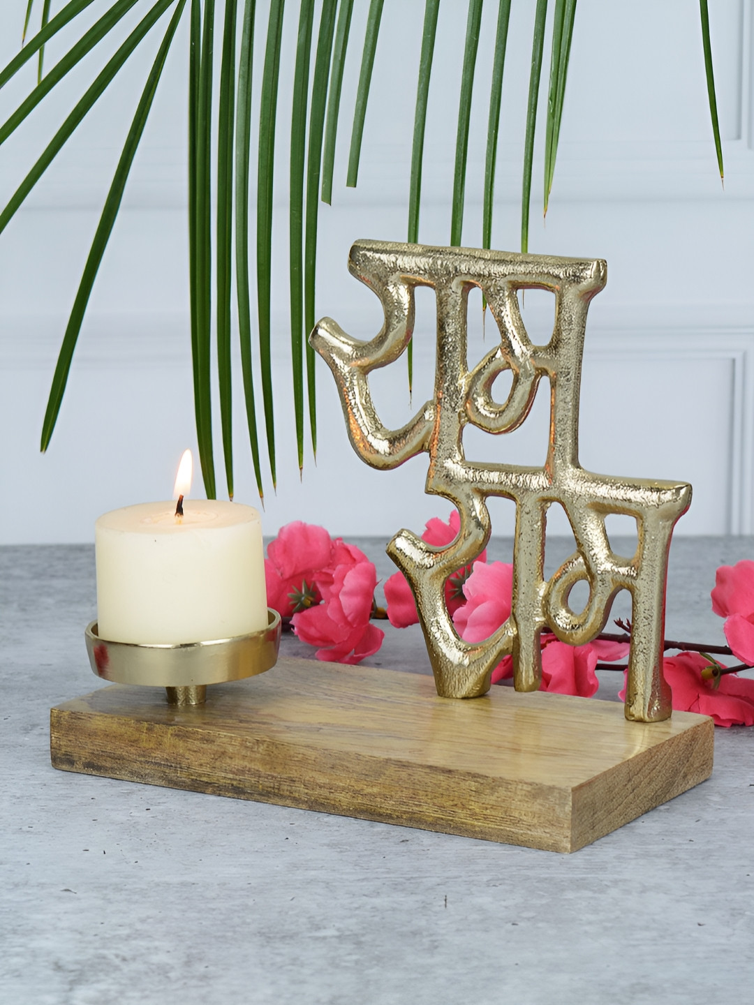 Maison Modern Gold-Toned Ram Ram Festive Candle Holder