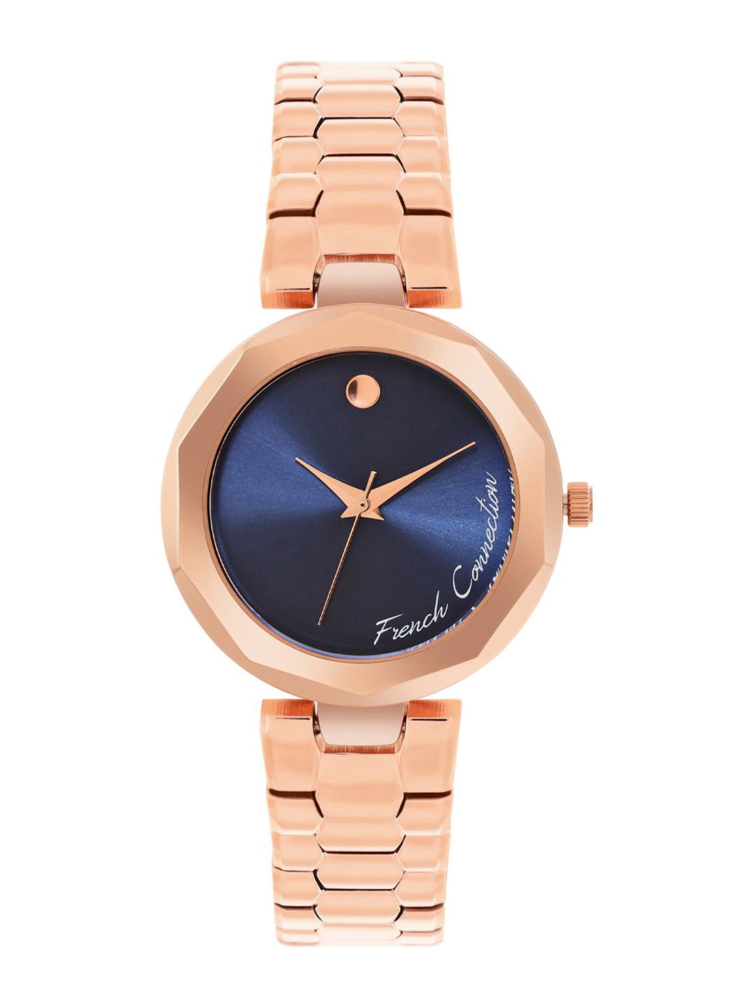 French Connection Women Embellished Dial & Stainless Steel Bracelet Style Straps Analogue Watch FCH08RGM