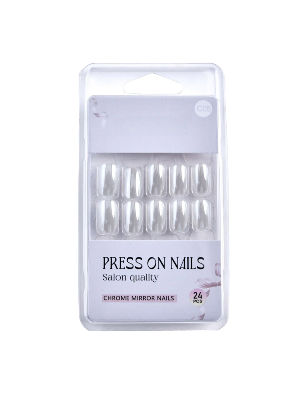 RANORE Set Of 24 Chrome Mirror Press-On Nails - C05